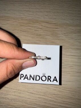 Pandora Silver Bow Ring with Clear Stones